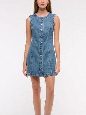 Abercrombie & Fitch Mara High-Neck Vest Button-down Denim Mini Dress Size Small
